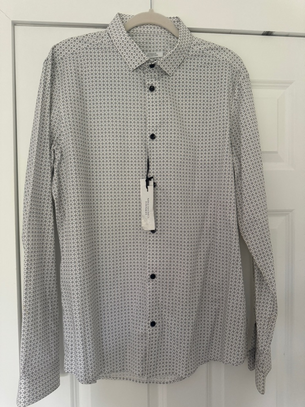 Versace Collection White Geometric Pattern Shirt – Size L – NWT